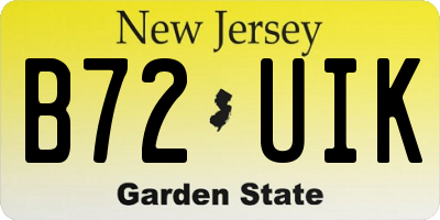 NJ license plate B72UIK