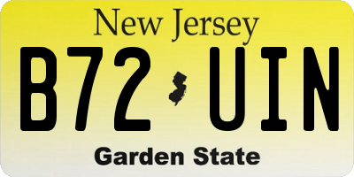NJ license plate B72UIN