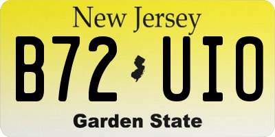 NJ license plate B72UIO