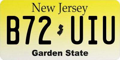 NJ license plate B72UIU
