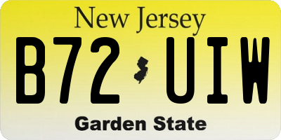 NJ license plate B72UIW