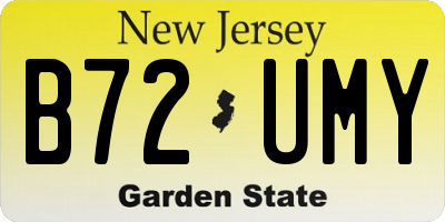 NJ license plate B72UMY