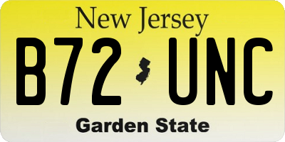 NJ license plate B72UNC