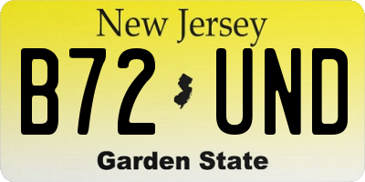 NJ license plate B72UND