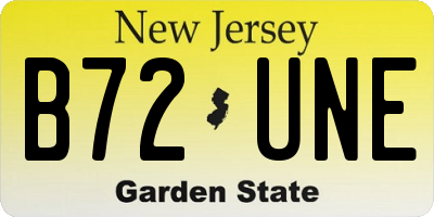 NJ license plate B72UNE