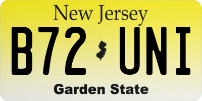 NJ license plate B72UNI