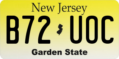 NJ license plate B72UOC