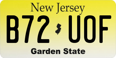 NJ license plate B72UOF