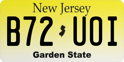 NJ license plate B72UOI