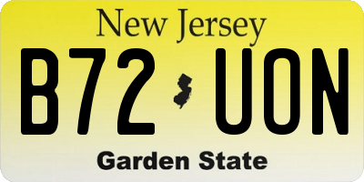 NJ license plate B72UON