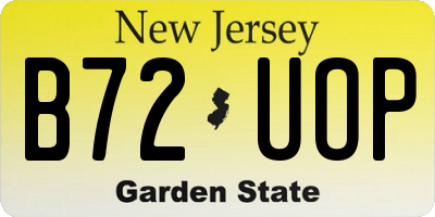 NJ license plate B72UOP