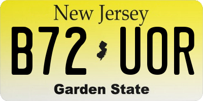 NJ license plate B72UOR