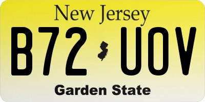 NJ license plate B72UOV