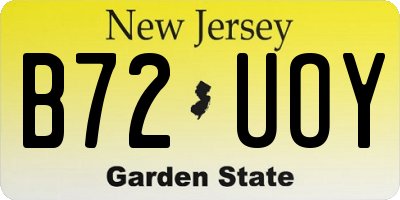 NJ license plate B72UOY