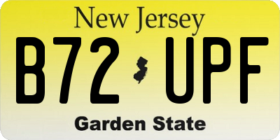 NJ license plate B72UPF