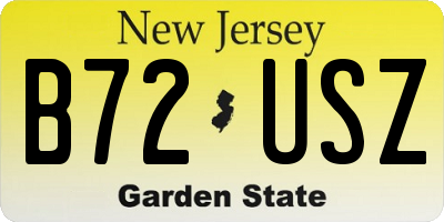 NJ license plate B72USZ