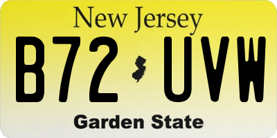 NJ license plate B72UVW