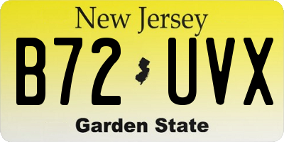 NJ license plate B72UVX