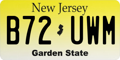 NJ license plate B72UWM