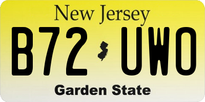 NJ license plate B72UWO
