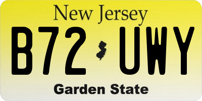 NJ license plate B72UWY