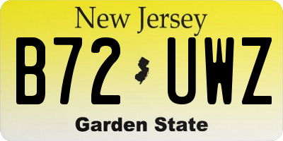 NJ license plate B72UWZ
