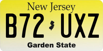 NJ license plate B72UXZ
