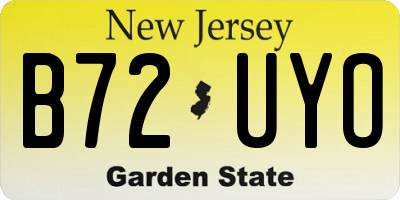 NJ license plate B72UYO