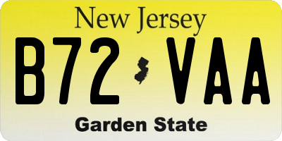 NJ license plate B72VAA
