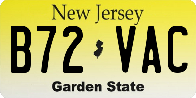 NJ license plate B72VAC