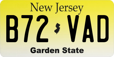 NJ license plate B72VAD