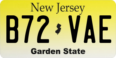 NJ license plate B72VAE