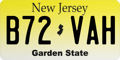 NJ license plate B72VAH