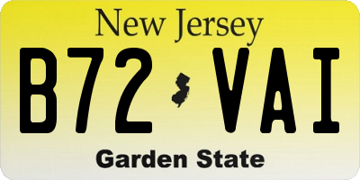 NJ license plate B72VAI