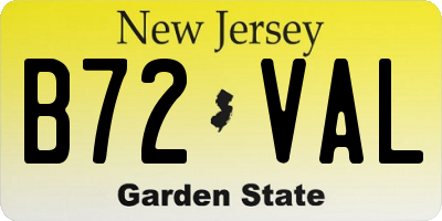 NJ license plate B72VAL