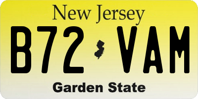NJ license plate B72VAM