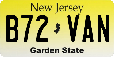 NJ license plate B72VAN