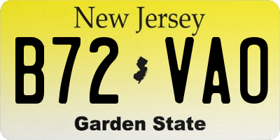 NJ license plate B72VAO