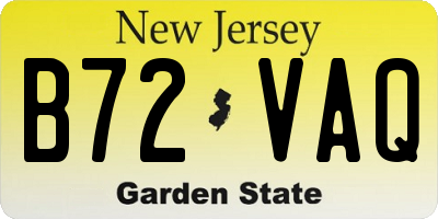 NJ license plate B72VAQ