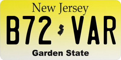 NJ license plate B72VAR