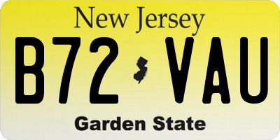 NJ license plate B72VAU