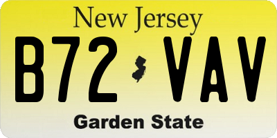 NJ license plate B72VAV