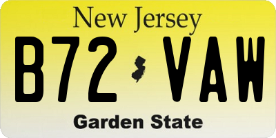NJ license plate B72VAW
