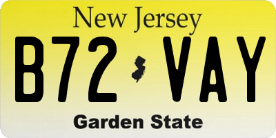 NJ license plate B72VAY