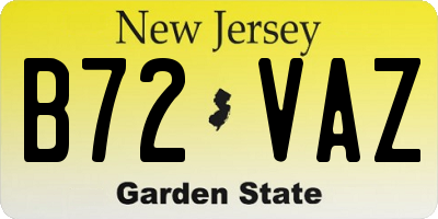 NJ license plate B72VAZ