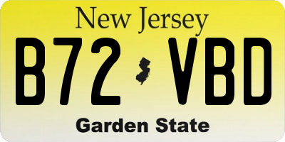 NJ license plate B72VBD