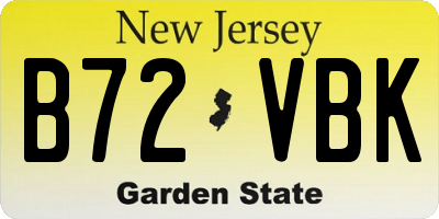 NJ license plate B72VBK