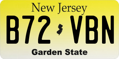 NJ license plate B72VBN