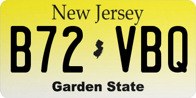 NJ license plate B72VBQ