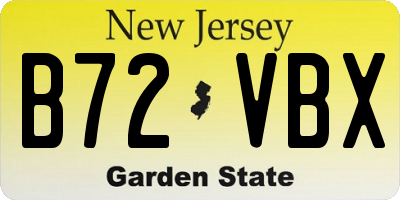 NJ license plate B72VBX